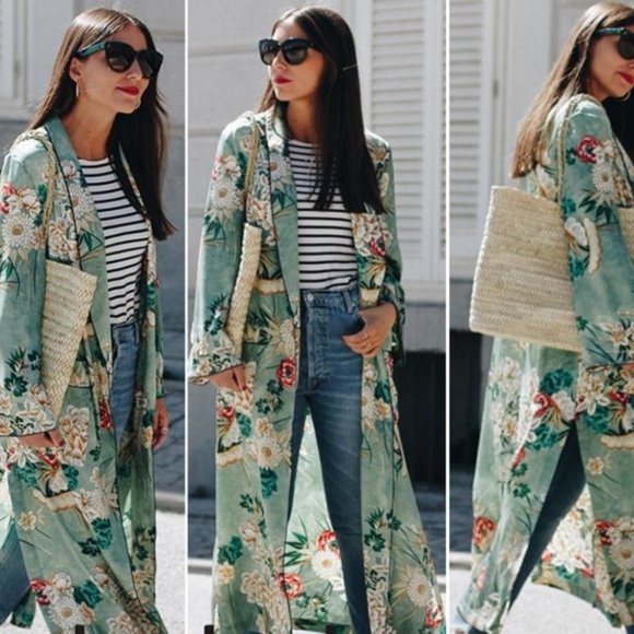 Kimono Floral Duster Coverup - Picture 4 of 10